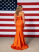 Sexy Orange Strapless Soft Satin Mermaid Bridesmaid Gown for Fall Wedding, BD3450