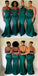 Elegant Mismatched Emerald Green Satin Mermaid Bridesmaid Dresses, BD3456