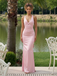 Light Pink Soft Satin Mermaid Bridesmaid Gowns Twist Knot Formal Wedding Party, BD3464