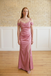 Dusty-Rose Soft Satin Cold Shoulder Side Slit Mermaid Bridesmaid Dress With Ruched Bodice, BD3472