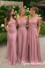 Dusty Pink Satin Mismatched Bridesmaid Dresses, BD3477