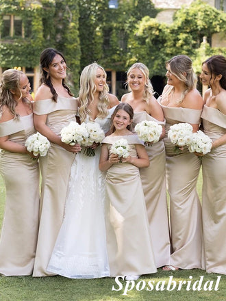 Sexy Soft Satin Off Shoulder Sleeveless Mermaid Floor Length Bridesmaid Dresses, BD3335