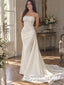 Strapless Sweetheart Neck Floral Appliqué Corset Bodice Satin Mermaid Wedding Bridal Dress, WD3130