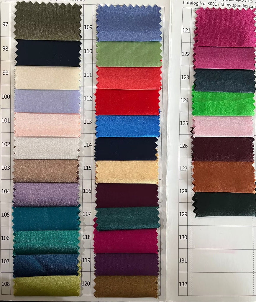 Shiny Spandex Satin Color Fabric Swatches