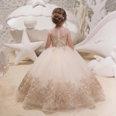 Little Wedding Guest Cap Sleeves Tulle Unique A-Line Flower Girl Dresses, FG1457