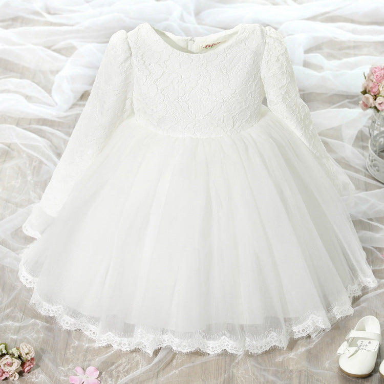 Cute Wedding Guest Dress Long Sleeves Tulle And Lace Unique A-Line Flower Girl Dresses, FG1461