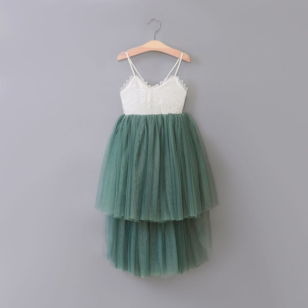 Cute Wedding Guest Dress Spaghetti Straps Lace Unique A-Line Flower Girl Dresses, FG1466