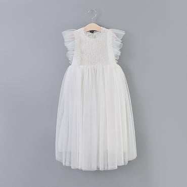Cute Wedding Guest Dress Spaghetti Straps Lace Unique A-Line Flower Girl Dresses, FG1467
