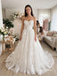 Ivory Lace Strapless Sweetheart A-Line Wedding Dress With Scalloped Lace Train,WD3136