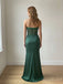 Dark Green Satin Strapless Beaded Corset Mermaid Dress,PD4309
