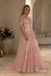 Blush Tulle Off The Shoulder Sweetheart 3D Floral Sequin Corset Bodice A Line Floor Length Evening Dress,PD4322