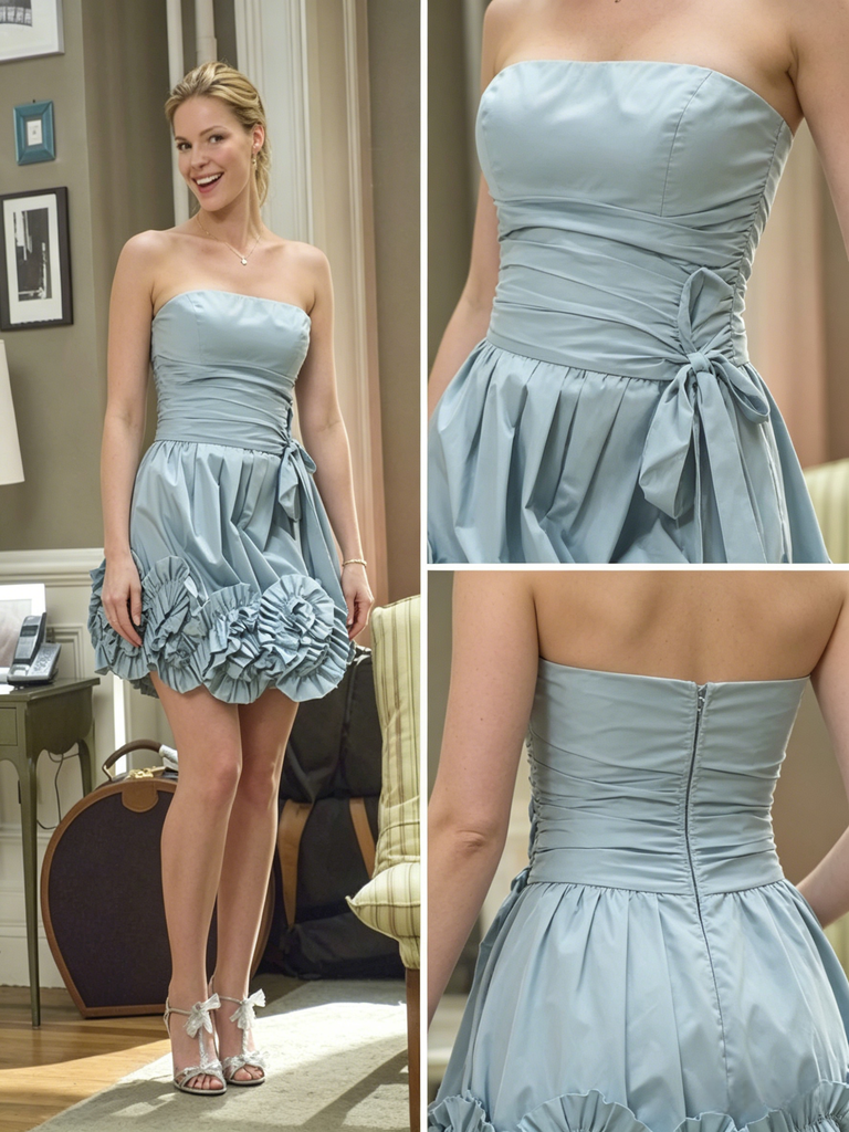 Cute Blue Strapless Homecoming Dress with Bow Detail for Semi Formal, PD3678