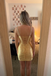Shiny Soft Satin Spaghetti Straps Corset Sheath Homecoming Dress, PD3686