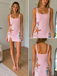 Pink Beaded Square Neck Mini Dress with Ocean Embroidery, PD3693