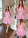 Pink Sequin One Shoulder Plus Size A-Line Homecoming Dress, PD3698