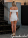 White Ruched Chiffon Off The Shoulder Bodycon Mini Homecoming Dress, PD3717