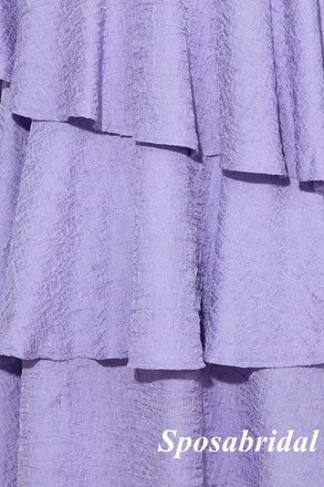 Sexy Lilac Special Fabric Spaghetti Straps V-Neck Sleeveless A-Line Long Prom Dresses, PD3866