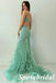 Sexy Tulle And Lace Spaghetti Straps V-Neck Mermaid Long Prom Dresses, PD3826