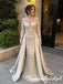 Elegant Champagne Beaded Satin Long Sleeves Mother Of The Bride Gown, SFM023