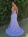 Light Purple Strapless Beaded Mermaid Prom Dress with High Slit, PD4127