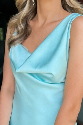 Ice Blue Spaghetti Straps Satin Mermaid Evening Dress, Formal Prom Gown, PD4135