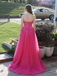 Hot Pink Strapless Lace Sequin Tulle Ball Gown, Formal Prom Dress with Boning, PD4136