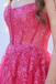 Hot Pink Strapless Lace Sequin Tulle Ball Gown, Formal Prom Dress with Boning, PD4136