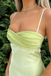 Light Green Soft Satin Slip Maxi Dress High Slit Sexy Elegant Formal Dress, PD4139