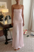 Flowy Blush Pink Chiffon Strapless Ruched Waist Formal Gown | Wedding & Evening Dress, PD4159