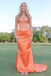 Stunning Orange Soft Satin Sweetheart Embellished Mermaid Prom Dress Corset Back Formal Gown, PD4170