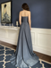 Dusty Blue Strapless A-Line Formal Dress Draped Bodice Floor Length Evening Gown, PD4171