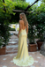 Luxury Champagne Yellow Satin Halter Gown, Backless Floor-Length Prom Dress, PD4178