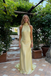 Luxury Champagne Yellow Satin Halter Gown, Backless Floor-Length Prom Dress, PD4178