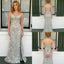 Beautiful Sage Green Floral Embroidered Strapless Corset Mermaid Prom Dress with Slit, PD4180