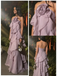 Elegant Lavender Strapless Ruffled Gown with 3D Floral Detail for Formal Events & Prom, PD4190