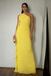 Bright Yellow One Shoulder Ruffled Maxi Dress for Wedding Guest & Evening Parties, PD4191