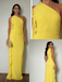 Bright Yellow One Shoulder Ruffled Maxi Dress for Wedding Guest & Evening Parties, PD4191