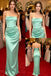 Mint Green Satin Strapless Mermaid Maxi Dress, Sleek Formal Gown for Prom & Red Carpet Event, PD4238