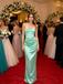 Mint Green Satin Strapless Mermaid Maxi Dress, Sleek Formal Gown for Prom & Red Carpet Event, PD4238