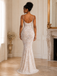Nude Lined Lace Spaghetti Straps Wedding Dress Fitted Mermaid Style, WD3121