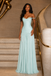 Elegant Mint Green Off Shoulder Ruched Chiffon A-Line Formal Dress, PD4255