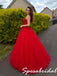 Elegant Red Strapless 3D Floral Tulle Ball Gown for Graduation, PD4280