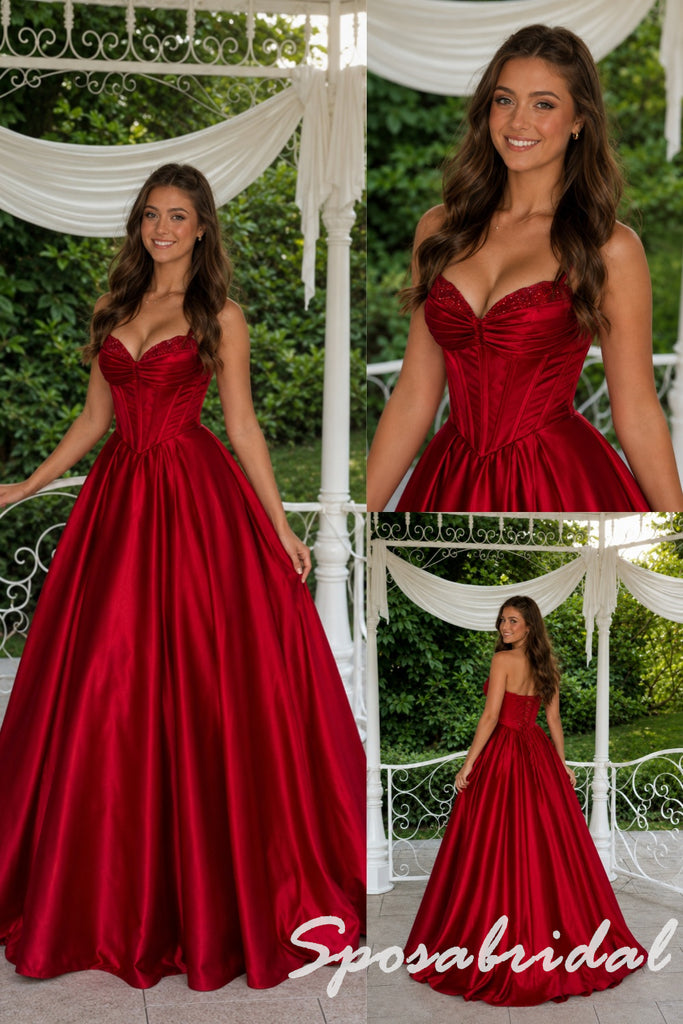 Stunning Satin Strapless Corset Ball Gown Prom Dress, PD4285