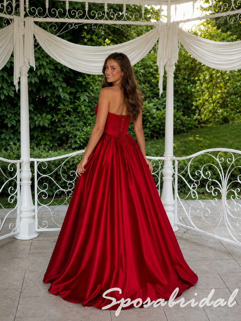 Stunning Satin Strapless Corset Ball Gown Prom Dress, PD4285