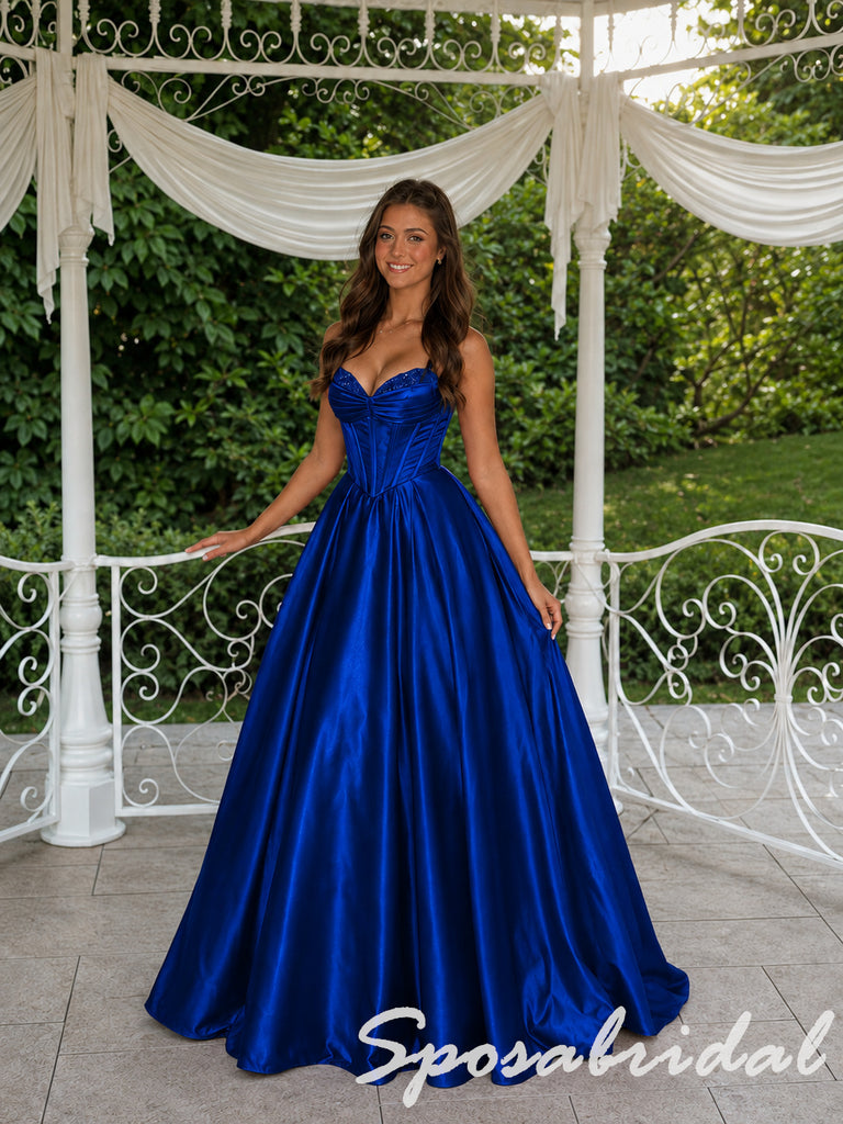 Stunning Satin Strapless Corset Ball Gown Prom Dress, PD4285