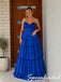 Elegant Strapless Tiered Chiffon Corset Long Prom Dress, PD4286