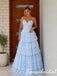 Elegant Strapless Tiered Chiffon Corset Long Prom Dress, PD4286