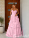 Elegant Strapless Tiered Chiffon Corset Long Prom Dress, PD4286