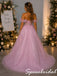 Romantic Off Shoulder Pink Glitter Tulle Corset Ball Prom Dress, PD4288
