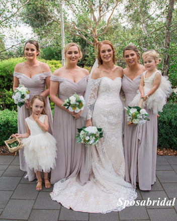 Sexy Chiffon Off Shoulder V-Neck A-Line Floor Length Bridesmaid Dresses, BD3327